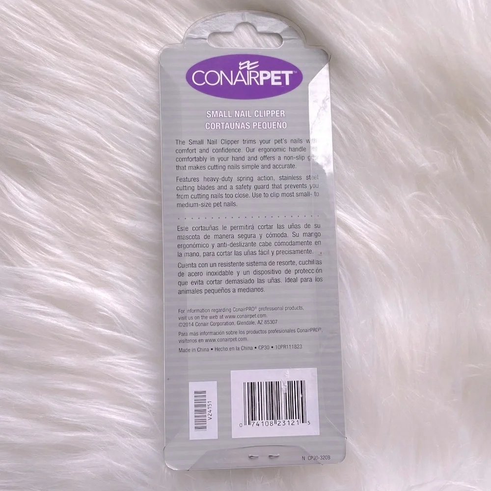 NEW! ConairPET Small Nail Dog and Cat Clipper Ergonomic Handle Purple and White